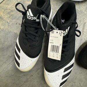 Adidas Icon V Bounce Black White softball cleats for women
